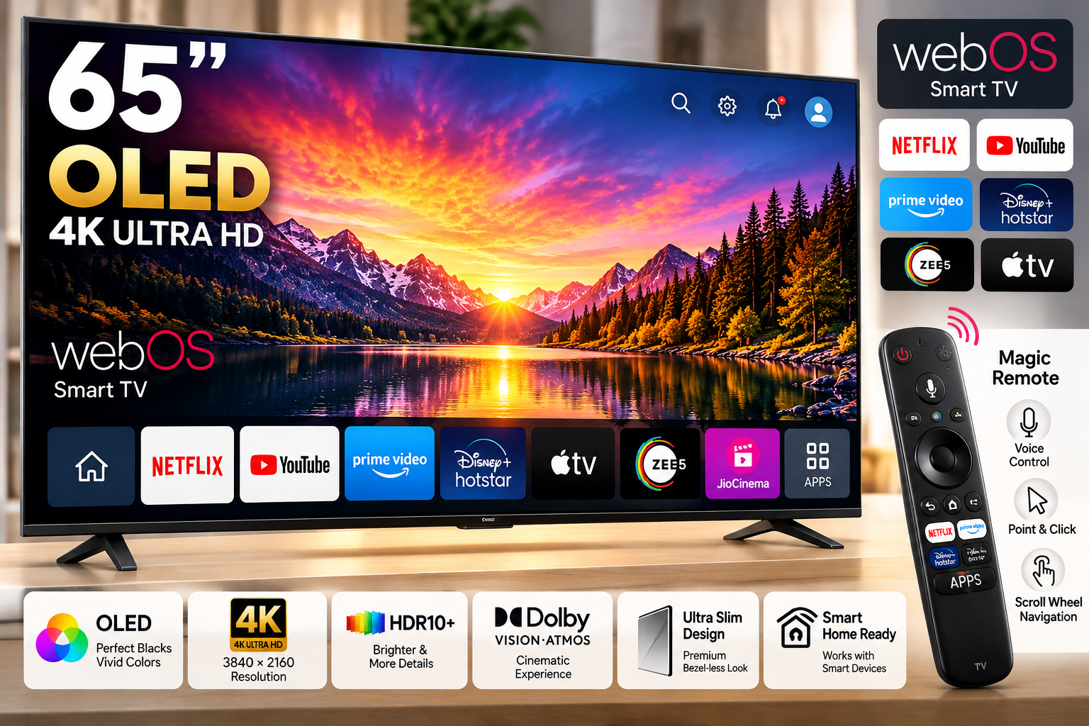 65" WEB OS 4K (FL) TV with Magic Remote